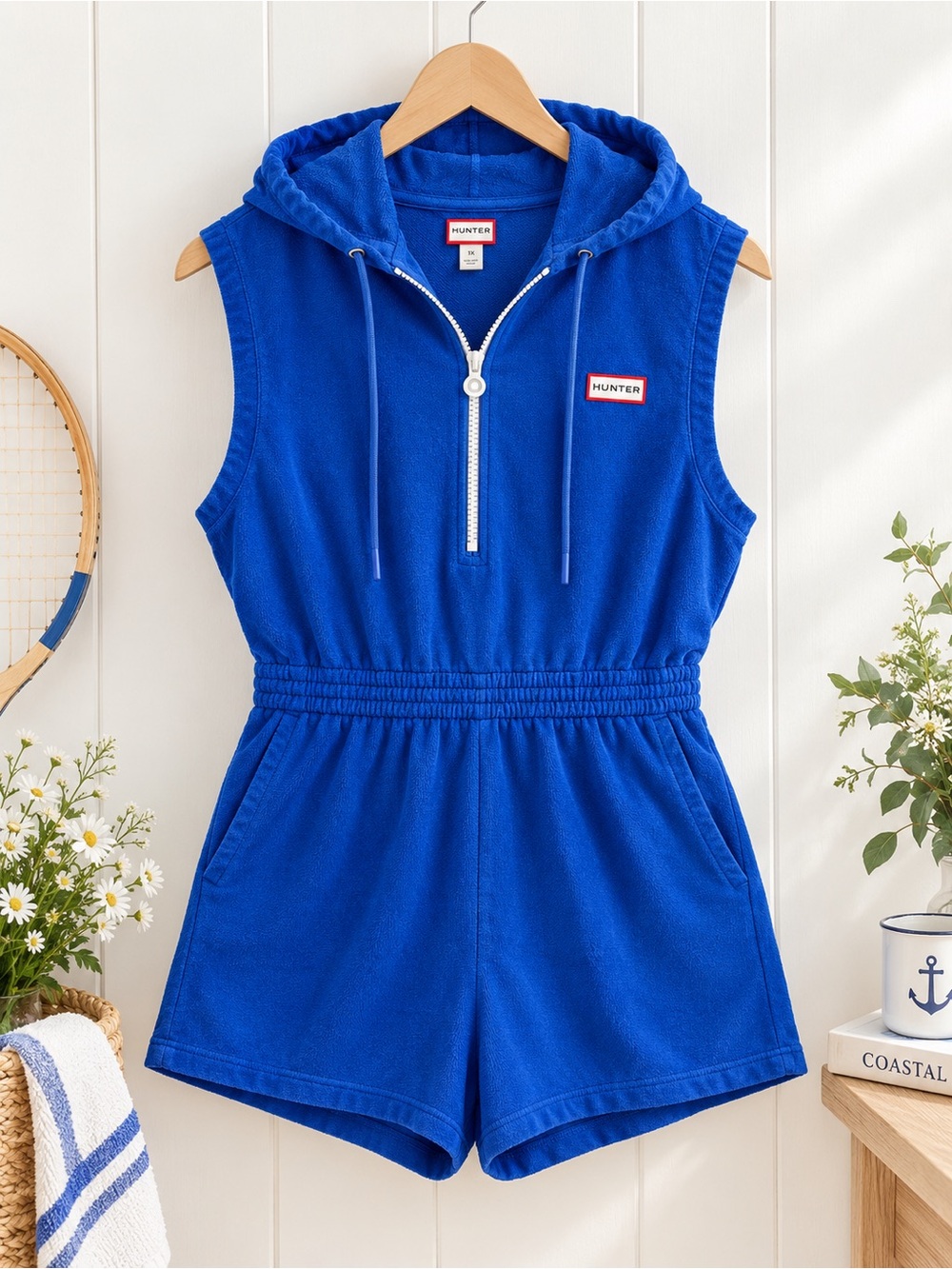 Hunter x Target Royal Blue Zip-Front Hoodie Romper 1X 💙 🎾